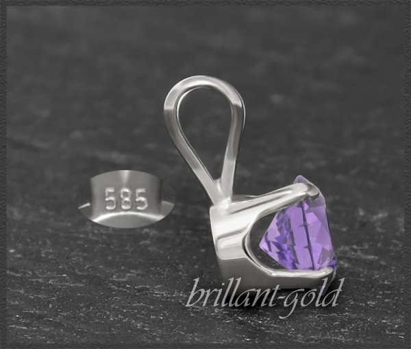 Anhänger 585 Gold Amethyst flieder 4,5,6,7mm
